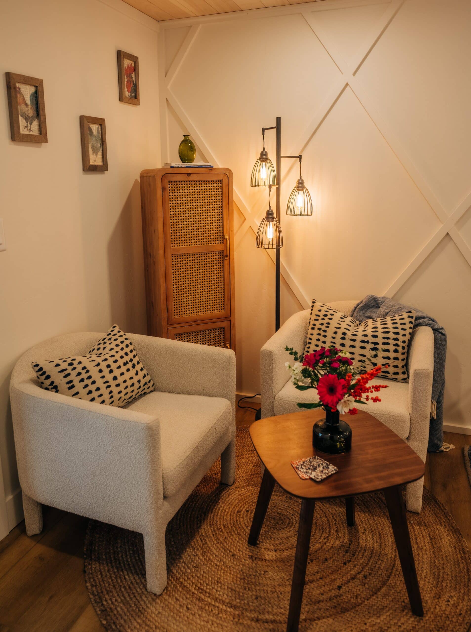 Cup of tea and open book relaxing moment at Whitefish retreat