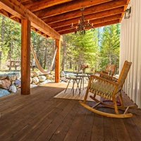 Cup of tea and open book relaxing moment at Whitefish retreat