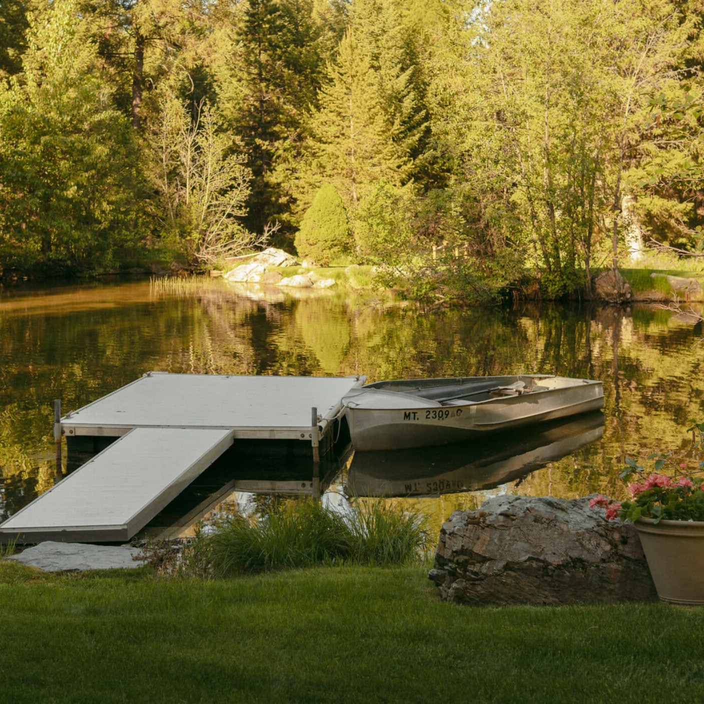 Cup of tea and open book relaxing moment at Whitefish retreat